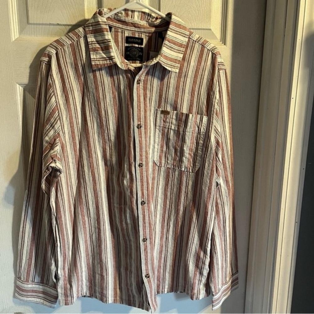 Buffalo David Britton Red Striped‎ Long Sleeve Linen Blend Shirt NWT Size Large